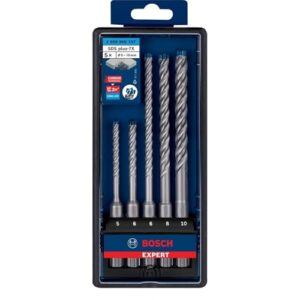 5-teiliger Hammerbohrer-Satz von Bosch Expert für Bohrer im Durchmesser 5,0 mm, 6,0 mm, 6,0 mm, 8,0 mm und 10,0 mm, Carbide-Kopf und 90°-Zentrierspitze