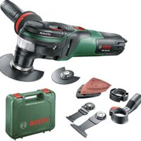 Bosch Multifunktionswerkzeug PMF 350 CES, kraftvolles Werkzeug für Heimwerker, mit Zubehör für Feilen, Schaben, Sägen und mehr, im Koffer.