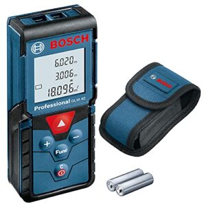 Bosch Professional Laser Entfernungsmesser GLM 40, Flächen- und Volumenberechnung, max. Messbereich: 40 m, 2X 1,5-V Batterien, Schutztasche