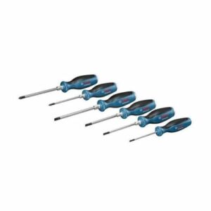 Professionelles Schraubendreher-Set von Bosch mit 6 hochwertigen Schraubendrehern, einschließlich Kreuz- und Schlitzschraubenziehern, ideal für Heimwerkerarbeit