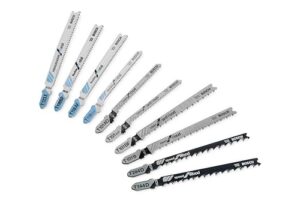 Bosch Professional Stichsägeblatt Set Basic für Holz und Metall - 10-teiliges Set mit verschiedenen Blattarten für gerade und Kurvenschnitte, geeignet für Elektrowerkzeuge mit T-Schaftaufnahme