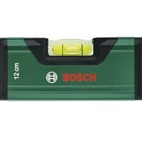 Bosch Wasserwaage 12cm mit fluoreszierendem Ausrichtungssystem für präzise horizontale Messungen, Aluminiumgehäuse und Softgrip-Stoßfänger