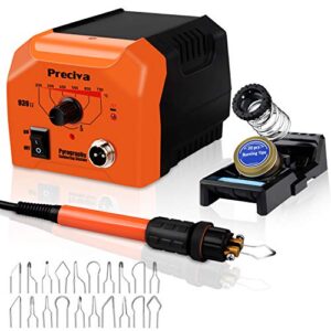 Brandmalstation, Preciva Brennkolben Set mit 20-teilig Spitzen, Brandmalerei Set Bastelset Lötstation Lötkolben Set Temperatur Einstellbar 250℃ - 750 ℃, Brandmalkolben für Holz, Leder und Kork