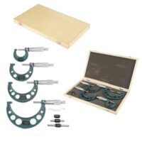 Bügelmessschraube 4 Stück, Metrische Bügelmessschrauben Dickenmessgerät Messschieber mit Etui, Messbereich 0-100 mm, hohe Präzision, robust und langlebig, multifunktional zum Messen von Länge, Durchmesser oder Dicke
