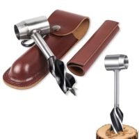 Bushcraft Handbohrmaschine für Holz: Bohrer Set mit Holster für Camping und Überlebenssituationen