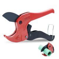 PVC Rohrschere mit Ratsche, SK-5 Hochkohlenstoffstahl Stahlklinge, Profi Rohrschneider für PVC/PE/PP/PEX/PPR
