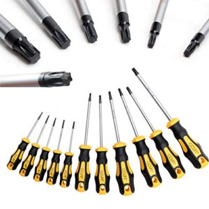 Torx Schraubendreher Set mit magnetisierter Spitze, 11 Stück, ohne Bohrung, für Heimwerker und Profis