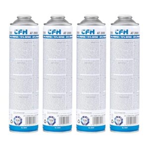 Universaldruckgasdose mit Anschraubgewinde nach DIN EN 417, Propan/Butan-Gasgemisch (30%/70%), 4x Inhalt 330 g für Gasgeräte mit Schraubanschluss nach DIN 521