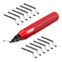 Multifunktionales Entgrater Werkzeug mit 12 HSS Ersatzklingen für Kunststoff, Metall, PVC, Stahl und Aluminium