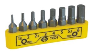 C.K. Schraubendreher Bit Set, Sechskant, Hexagon, 8-teilig, 25 mm, mit Halterung
