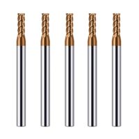 Hartmetall Schaftfräser 5 Stück, 3 mm, HRC 55, TiSiN Golden Beschichtung, für CNC Fräser, Metalle, Holz, Acryl, Kunststoff
