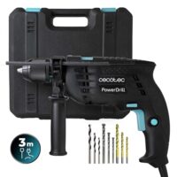 Cecotec Bohrmaschine mit Schlagfunktion PowerDrill 850 EasyAdjust, 850 W, 46.000 Schläge pro Minute, extra langes Kabel 3 m, 13 mm Schnellspannbohrfutter, komplett ausgestattet
