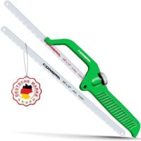 Bügelsäge 300 mm mit Holz Sägeblatt und Metall Sägeblatt für präzises Abschneiden von Schrauben und Nägeln