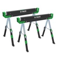 D-TACK 2x Arbeitsbock Multifunktion | Höhenverstellbarer Sägebock | Metallbock mit Anti-Rutsch-Beschichtung | Faltbock mit einer Tragkraft bis zu 1180 kg pro Paar für schwere Materialien und anspruchsvolle Aufgaben