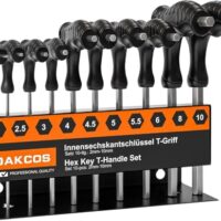 Sechskantschlüssel Set mit T-Griff, Innensechskant-Stiftschlüsseln, Sechskantschraubendreher, Quergriffe, Cr-V-Stahl, 2mm-10mm Metrisch