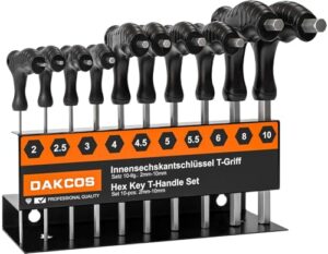 Sechskantschlüssel Set mit T-Griff, Innensechskant-Stiftschlüsseln, Sechskantschraubendreher, Quergriffe, Cr-V-Stahl, 2mm-10mm Metrisch