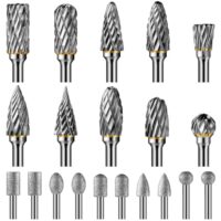 DIYLAND Hartmetall Frässtifte Set, 20 Stück Rotary Fräser Drehwerkzeug Zubehör für Bohrer, Schleifen, Schnitzen, Metallpolieren, Gravieren - Hartmetallfräser mit doppelten Schneidköpfen