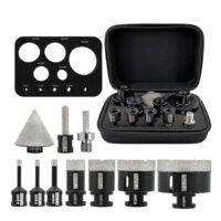 Diamantbohrer Set, 10er Pack, mit Bohrern für Porzellanfliesen, Keramik, Marmor und Granit, Diamant Lochsäge, Sechskantadapter