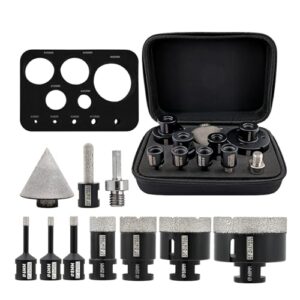 Diamantbohrer Set, 10er Pack, mit Bohrern für Porzellanfliesen, Keramik, Marmor und Granit, Diamant Lochsäge, Sechskantadapter