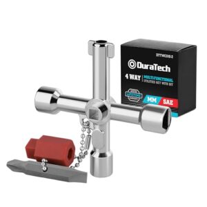 Multifunktionsschlüssel für Schaltschränke, Wasserzähler und Ventile, 4-fach Schlüssel mit Bit, universal Kreuzschlüssel, Zinklegierung, DURATECH Produkt