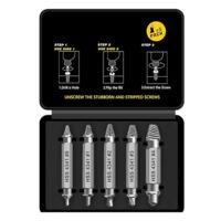 Hochwertiges Schraubenausdreher Set aus HSS 4341 Stahl, ideal für beschädigte Schrauben, mit Sechskantschaft und Grau Farbe