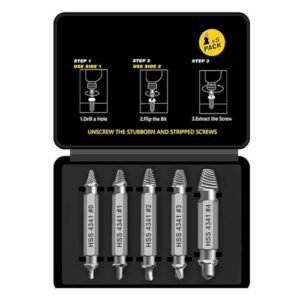 Hochwertiges Schraubenausdreher Set aus HSS 4341 Stahl, ideal für beschädigte Schrauben, mit Sechskantschaft und Grau Farbe
