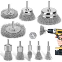 9-teiliges Drahtbürste Set für Bohrmaschine - Messingbeschichtete Drahtbürsten & Topfbürsten-Set, 1/4 Zoll-Schaft Drahtbürste Messingbürste zum Entfernen von Rost/Korrosion/Farbe