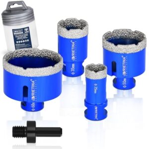 4-teiliges Diamant Bohrset mit Durchmessern 25, 35, 50 und 68 mm, ideal für Fliesen, Marmor, Granit und Glas, Nass- und Trockenbearbeitung möglich