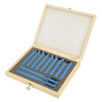 Hartmetall Drehmeißel Satz, 11 Stück Drehstahl mit Wendeplatten, für Drehmaschinen, 8x 8 mm, Holzkoffer inklusive