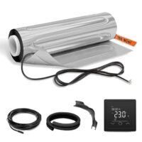 Elektrische Fußbodenheizung für Vinyl, Laminat und Parkett - AluPROFI Heizmatten-Set mit Touch-Thermostat und Installationsmaterial