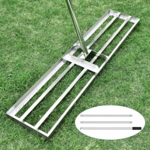 Hochwertiger Edelstahl Rechen Rakel für Rasenpflege, ideal für Nivellierung von Grasflächen, Stadtgärten, Golfplätze, Vorgärten, Tennisplätze und Kunstrasenflächen.