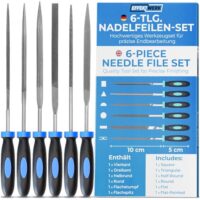 EffektWerk 6-teiliges Set von Nadelfeilen für Holz, Metall, Kunststoff und Schmuck - 150 x 3 mm - Kleine Rund-, Halbrund-, Vierkant-, Dreieck-, Flach- und Flachspitzfeilen