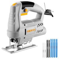 Elektrostichsäge 400 W, DEKOPRO Stichsäge mit 6-Gang-Variablengeschwindigkeit, Schrägabschnitt-Funktion, Jigsaw für Holz, Metall und Kunststoff