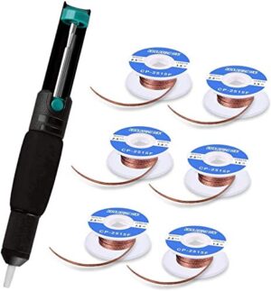 Entlötpumpe Set, 7 Stück Entlötpumpe und Lötdocht Kit für Entfernen von Lötdochten. Elektronik Werkzeug zum Entfernen von Lötdochten.