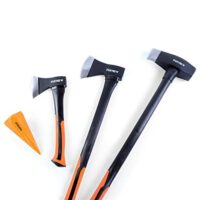 FUXTEC AXT Set, 4-teilig, Beil 600g, Axt 1.000g, Spaltaxt 3.000g und 1,8kg Spaltkeil - hochwertige Werkzeuge für Heimwerker