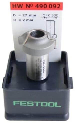 Festool Abrundfräser HW R2-OFK 500, hochwertiger Abrundfräser für Kunststoff- und Massivholzumleimer mit Hartmetallschneiden und exakter Radiusabstimmung.