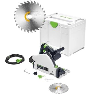 Festool Tauchsäge TS 55 F-Plus Master Edition mit Sägeblätter, Splitterschutz, Sichtfenster und Innensechskantschlüssel im Systainer