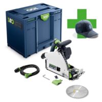 Festool Tauchsäge TS 60 KEBQ-Plus 100Y, limitierte Ausgabe, Sägeblatt für Heimwerker und Profis, Sicherheit durch KickbackStop, hohe Schnitttiefe und Vielseitigkeit.