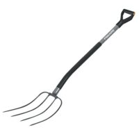 Fiskars Dunggabel, Mist- und Heugabel mit 4 Zinken, Länge: 137 cm, Hochwertige Borstahl-Zinken, Grau/Schwarz, Ergonomic, ideal für Gartenarbeit