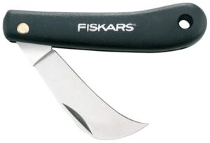 Taschenmesser für Gartner, Fiskars Gartenhippe, rostfreier Stahl, schwarz, K62
