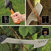 Fiskars Machete-Axt mit Holster aus Nylon, Klingenlänge 46 cm, gehärteter Stahl/Kunststoff, Schwarz/Orange