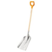 Fiskars Schnee- und Kornschaufel, Blattbreite: 31 cm, Aluminium-Blatt/Birkenholz-Stiel mit Kunststoff-Überzug