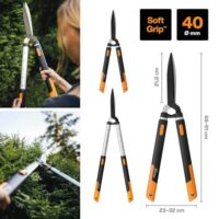 Fiskars SmartFit Teleskop-Heckenschere, Antihaftbeschichtet, Hochwertige Stahl-Klingen, Länge: 68 bis 93 cm, Schwarz/Orange, HS86