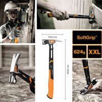 Der Fiskars Zimmermannshammer IsoCore XXL ist ein leistungsstarker Werkzeugeinsatz für die Entfernung großer Nägel aus Holz. Mit seiner robusten Konstruktion und der Isolierung durch die IsoCore-Technologie wird das Schlaggefühl für Ihren Arm minimiert.