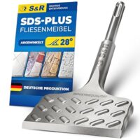Hochleistungsfliesenmeißel mit SDS-Plus-Aufnahme, abgewinkelt, für intensive Aufbruch-Arbeiten bei Fliesen und Fliesenkleber, Made in Germany