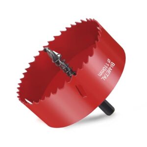Flintronic Lochsäge-Set, 110MM Lochkreissäge, Bi-Metall-Lochsäge für Aluminium, Holz, PVC-Platte & Kunststoffplatte, Werkzeugset mit 1 Bohrer und Mechanischer Feder