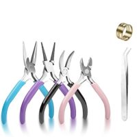 Zangenset für Schmuckherstellung und -reparatur, Fousenuk, 4,5 Zoll, Spitzzange, Seitenschneider, Schmuckzange, Drahtschneider, Rundzange