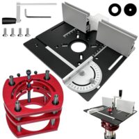 Frästisch für Oberfräsen Einlegeplatte Set, Tischfräse zum Nuten Zapfenschneiden Besäumen und Anfasen, Hubhöhe 51mm, robuste Aluminiumlegierung hergestellt, ideal für Holzbearbeitungskünste