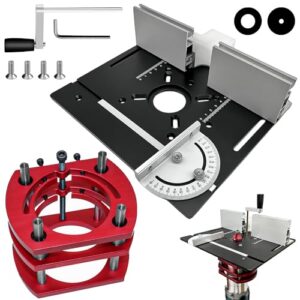 Frästisch für Oberfräsen Einlegeplatte Set, Tischfräse zum Nuten Zapfenschneiden Besäumen und Anfasen, Hubhöhe 51mm, robuste Aluminiumlegierung hergestellt, ideal für Holzbearbeitungskünste