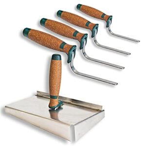 Fugblech Edelstahl 245 x 155mm Set mit Verfugungsblech und Fugenkellen in verschiedenen Durchmessern für Heimwerker und Handwerker